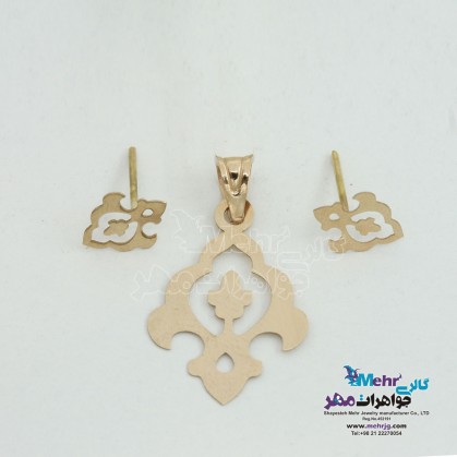 نیم ست طلا - آویز و گوشواره - طرح اسلیمی-MS0464 نیم ست طلا - آویز و گوشواره - طرح اسلیمی-MS0464